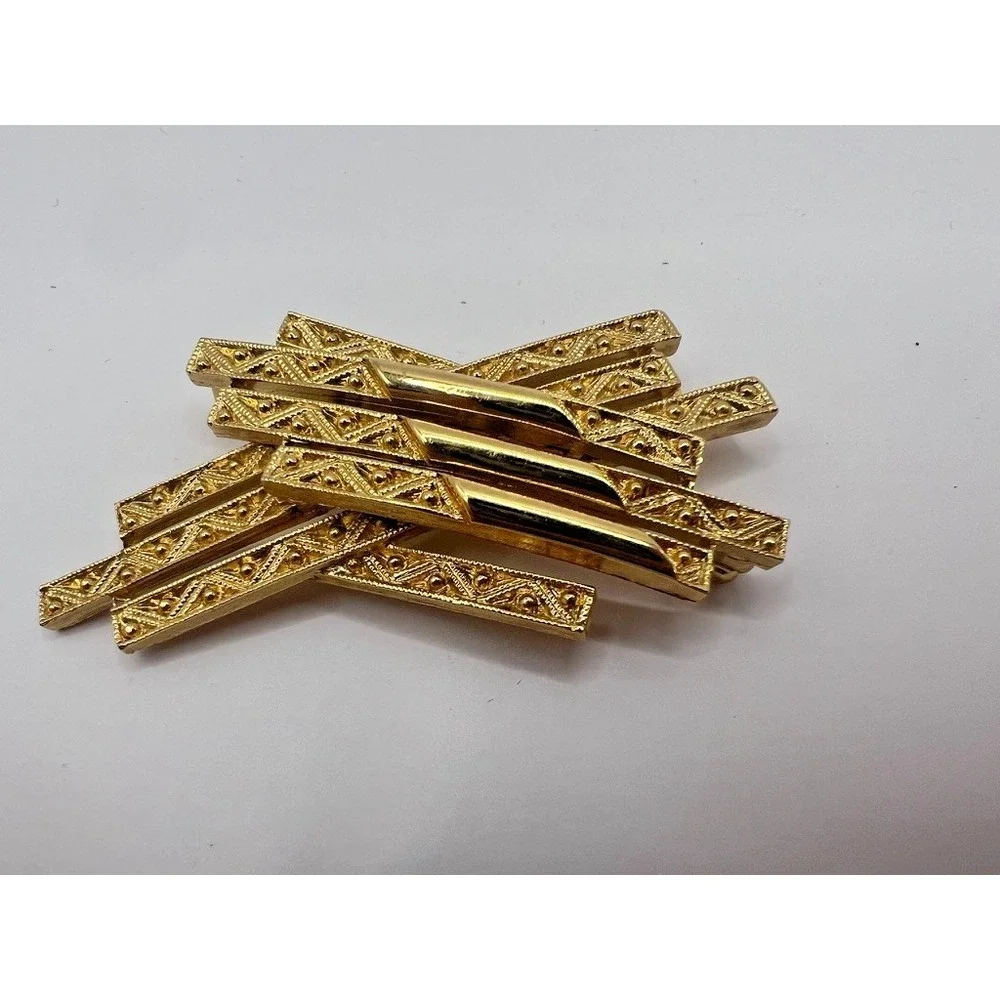 Monet Gold Brooch Abstract‎ Textured Bars Modernist Pin Vintage Signed Statement